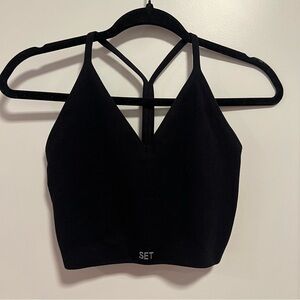 SET Active Ribbed V Sculpt Flex Bra Black X-Large NWOT